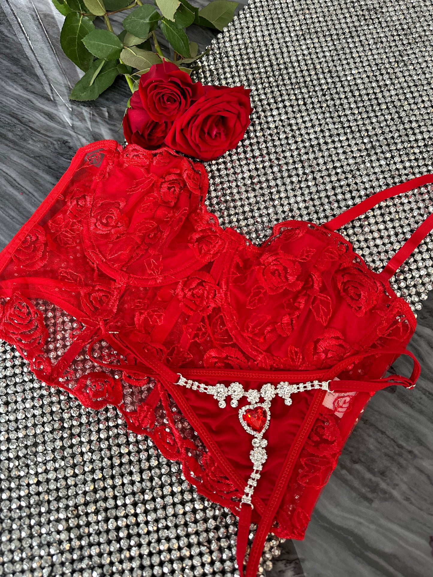 Red & Silver Jewel Panties (RTS)