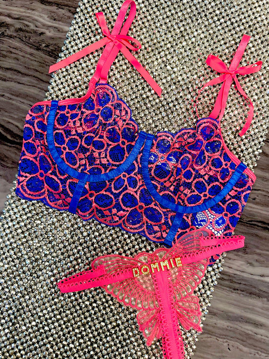 Hot Pink & Blue Bralette (RTS)